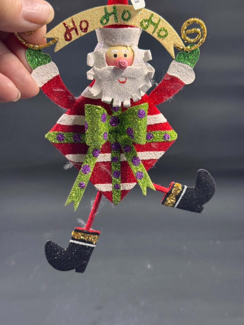 VINTAGE Pier 1 Imports Santa Clause with legs that move - Christmas Ornament